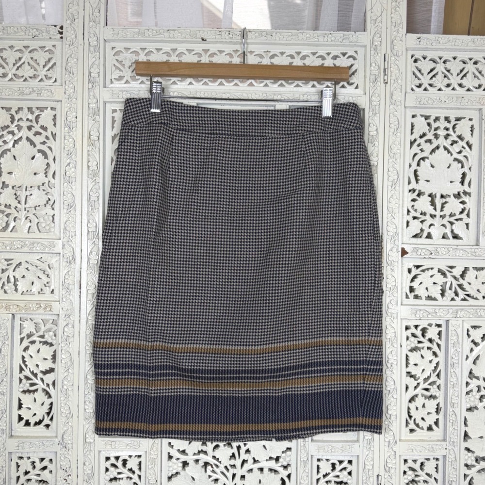 Vtg Pendleton Wool‎ Houndstooth Pencil Skirt Sz 10 Preppy Academia Career Luxury